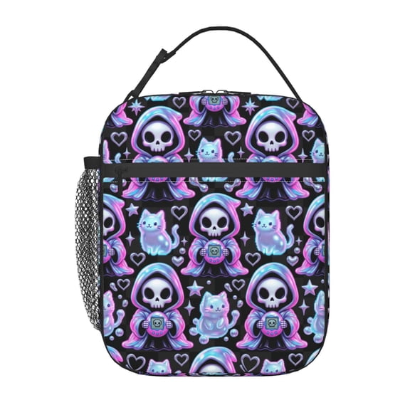Gothic Skull Lunch Bag Insulated Reusable Lunch Box Thermal Cooler Tote For Men Women Work Travel Picnic Hiking