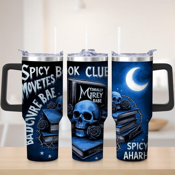 Gothic Skull Moon Stainless Steel Tumbler, 30oz