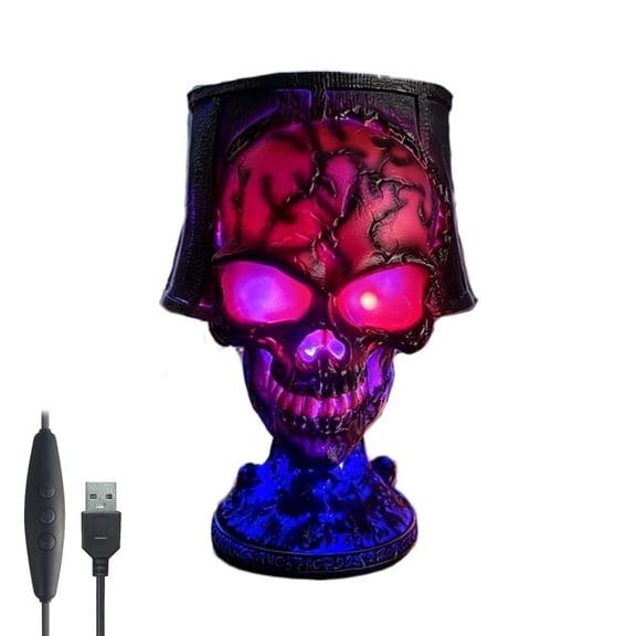 Gothic Skull Night Light, USB LED Resin Lava Skull lamp