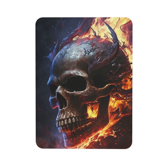 Gothic Skull On Fire Death Cool Rectangular Refrigerator Magnet, Soft Magnetic Fridge Magnet for Home, Office, Locker Decor