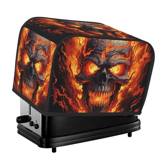 Gothic Skull On Fire Vintage Art 2 Slice Toaster Cover Bread Maker Dust Protective For Small Kitchen Appliance Covers