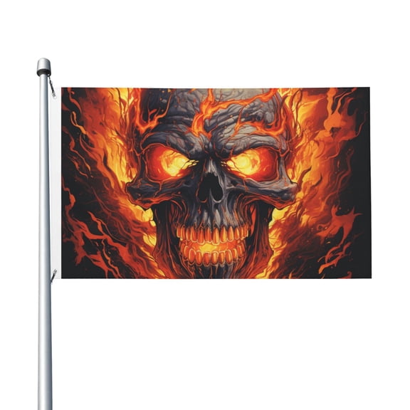 Gothic Skull On Fire Vintage Art Flag 3X5 Ft Garden Yard House Flags Banner Sign Outdoor Indoor Party Home Garden Decoration