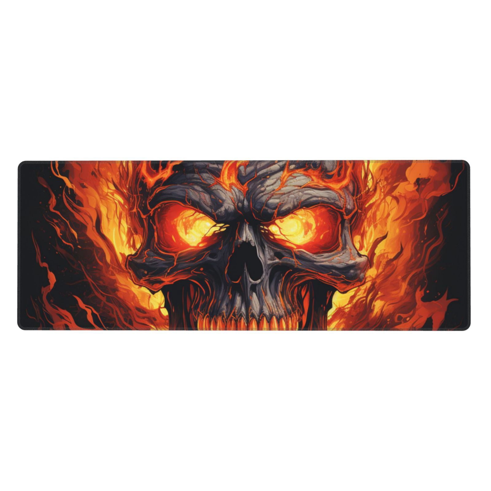 Gothic Skull On Fire Vintage Art Mouse Pad Extended Large Gaming Mousepad Non-Slip Rubber Big Keyboard Desk Mat 31.5 X 11.8 Inch