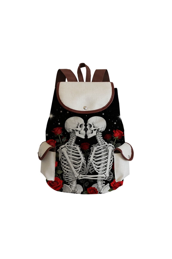 Gothic Skull Print Backpack Suitable for College Travel Daily Commute Unisex Bookbag with Adjustable Straps Drawstring Closure Washable Goth Gifts