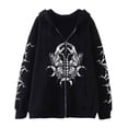thumbnail image 1 of Gothic Skull Print Hoodie Y2K Harajuku Style Sweatshirt Unisex Oversized Casual Zip-Up Hooded Sweatshirt, 1 of 3
