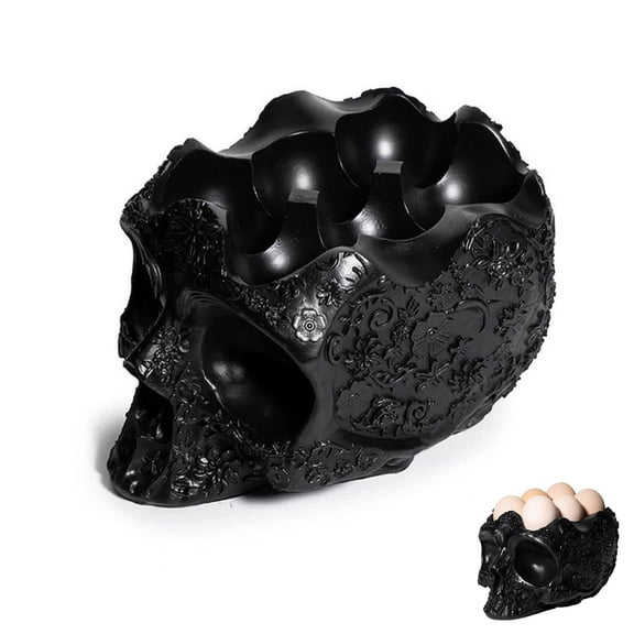 Gothic Skull Resin Egg Holder, Kitchen Countertop Storage and Display Stand, Halloween Decor and Home Table Ornament, Unique Skull Egg Organizer for Year-Round Use