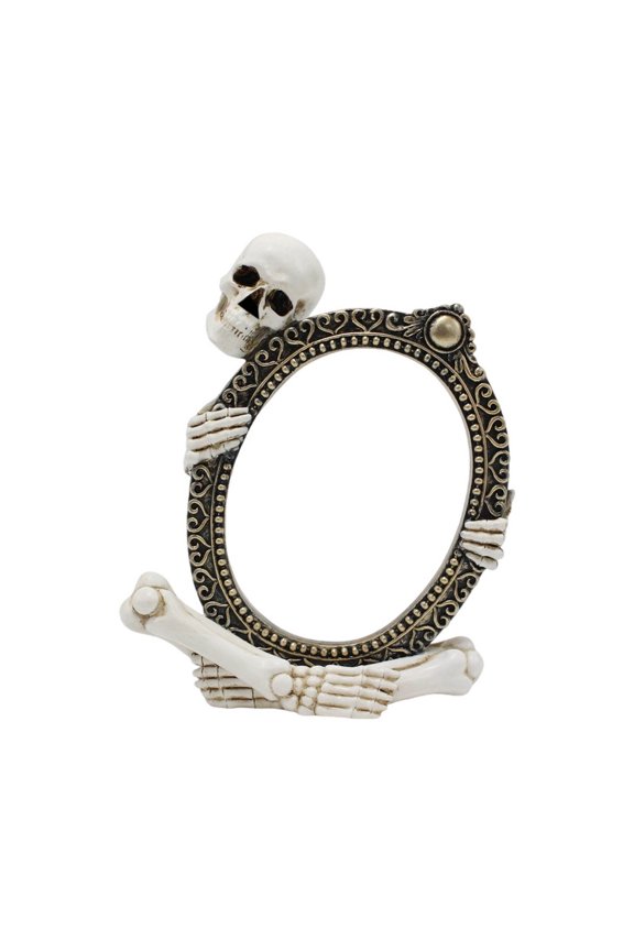Gothic Skull Resin Photo Frame Vintage Skeleton 4X6 Picture Frame For Halloween Bar Dark Decor 1 Count