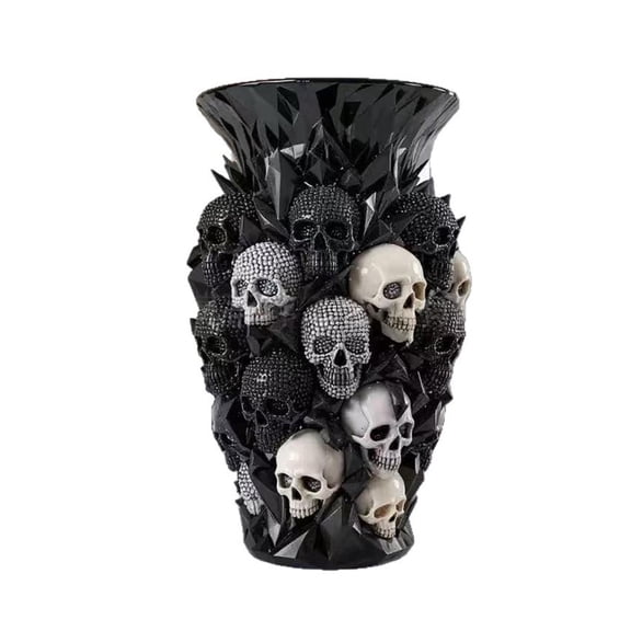 Gothic Skull Resin Vase, Creepy Halloween Home Decor Centerpiece, Compact Tabletop Planter For Dried Flowers Artificial Plants