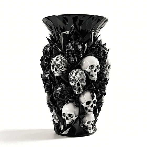 Gothic Skull Resin Vase, Unique Skeleton Flower Holder for Fresh and Dried Blooms
