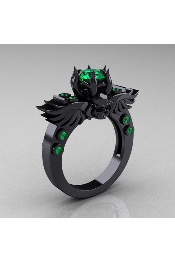 Gothic Skull Ring With Ruby Gemstones Sterling Silver Copper Jewelry For Women Statement Fashion Accessory Wedding