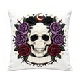 thumbnail image 1 of Gothic Skull Rose Pillow Cover, Decorative Throw Pillow Case, Soft Short Plush Embroidered Cushion Cover for Sofa Bed Living Room Home Decor, 18x18 Inches, 1 of 6