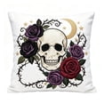 thumbnail image 1 of Gothic Skull Rose Pillow Cover, Decorative Throw Pillow Case, Soft Short Plush Embroidered Cushion Cover for Sofa Bed Living Room Home Decor, 18x18 Inches, 1 of 6