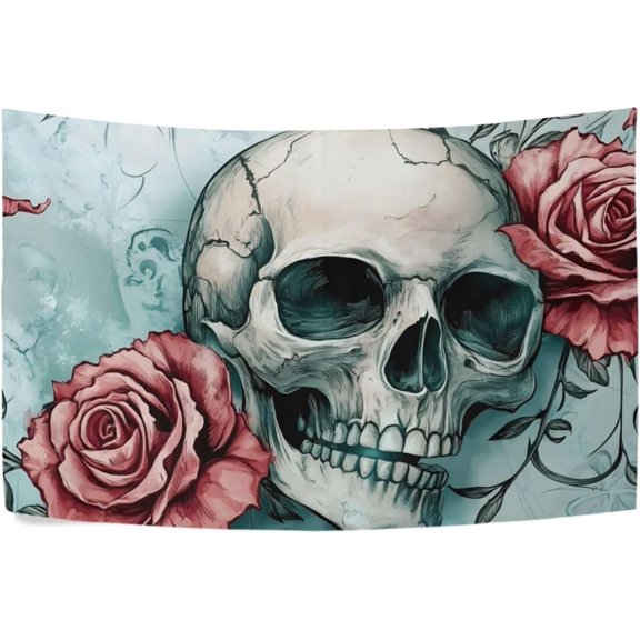 Gothic Skull Rose Tapestry Wall Hanging Tapestry Personalized Tapestry Throw Dorm Living Room Art Home Decor 90 x 60