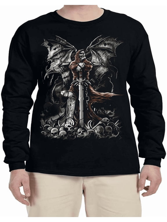 Gothic Skull T-shirt Mens Graphic Tees Long Sleeve Tee Shirt