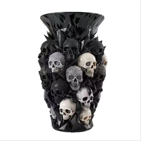 Gothic Skull Vase, Resin Skulls Flower Vase for Fresh or Dried Blooms, Unique Halloween Decor & Spooky Centerpiece, for Macabre Home Decor Living Room Office & Party