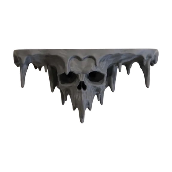 Gothic Skull Wall Shelf, Melting Skull Floating Shelf with Icicle Design, 8.6 X 3.5 Inch, Halloween Wall Decor,Gray