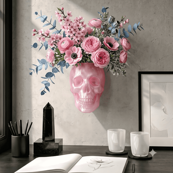 Gothic Skull Wall Vase – Hangable & Tabletop Freestanding, Translucent Gothic Skull Vase Home Decor, for Home Stylists Plant Parents