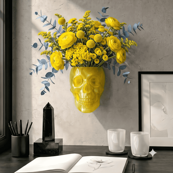 Gothic Skull Wall Vase – Hangable & Tabletop Freestanding, Translucent Gothic Skull Vase Home Decor, for Home Stylists Plant Parents