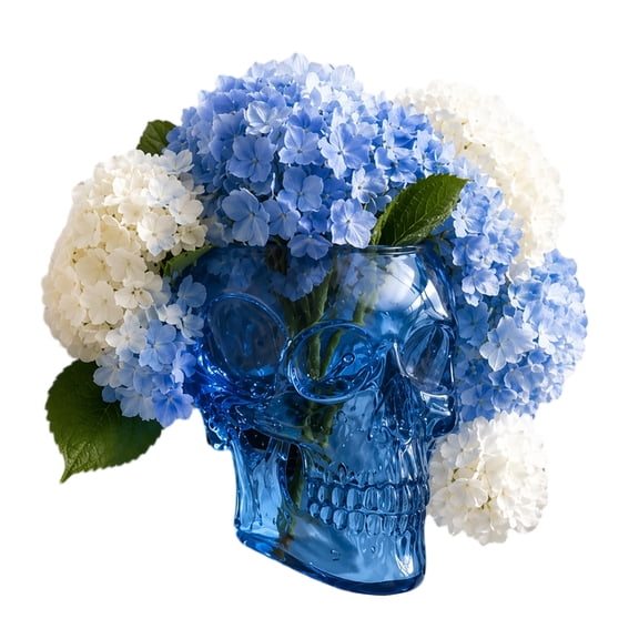 Gothic Skull Wall Vases Multi-purpose Spooky Face Hanging Flower Pot Translucent Gothic Skull Planter for Home Garden Office Decor (Blue)