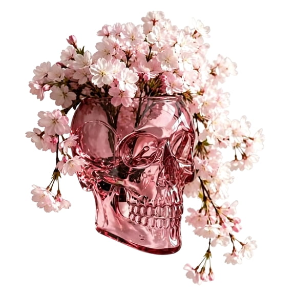 Gothic Skull Wall Vases Multi-purpose Spooky Face Hanging Flower Pot Translucent Gothic Skull Planter for Home Garden Office Decor (Pink)