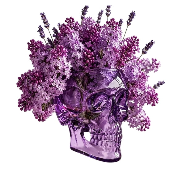 Gothic Skull Wall Vases Multi-purpose Spooky Face Hanging Flower Pot Translucent Gothic Skull Planter for Home Garden Office Decor (Purple)
