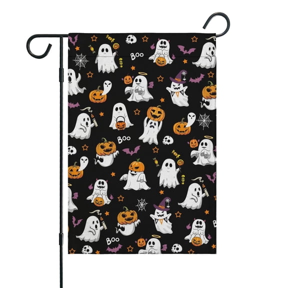 Gothic Skull and Bat Design Double-Sided Garden Flag Halloween Aesthetic Decor 12.5x18 inches Garden Flag Halloween Holiday Gift