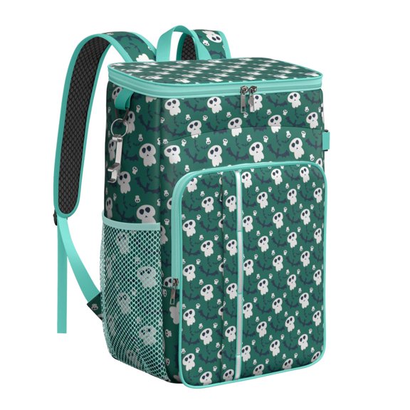 Gothic Skull and Roses Backpack Cooler – Leakproof Insulated Cooler Bag with Mandala and Butterfly Design for Outdoor Adventures