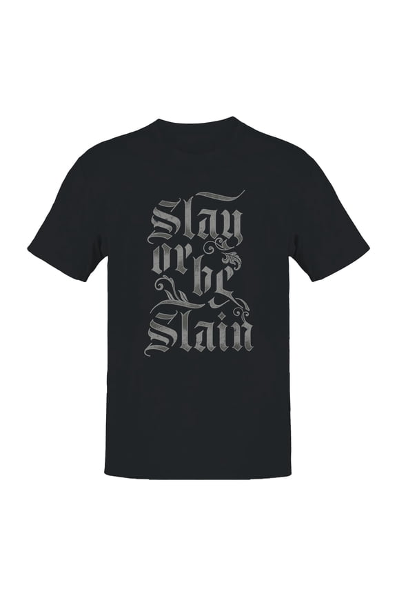 Gothic "Slay or Be Slain" Graphic Men's T-shirt