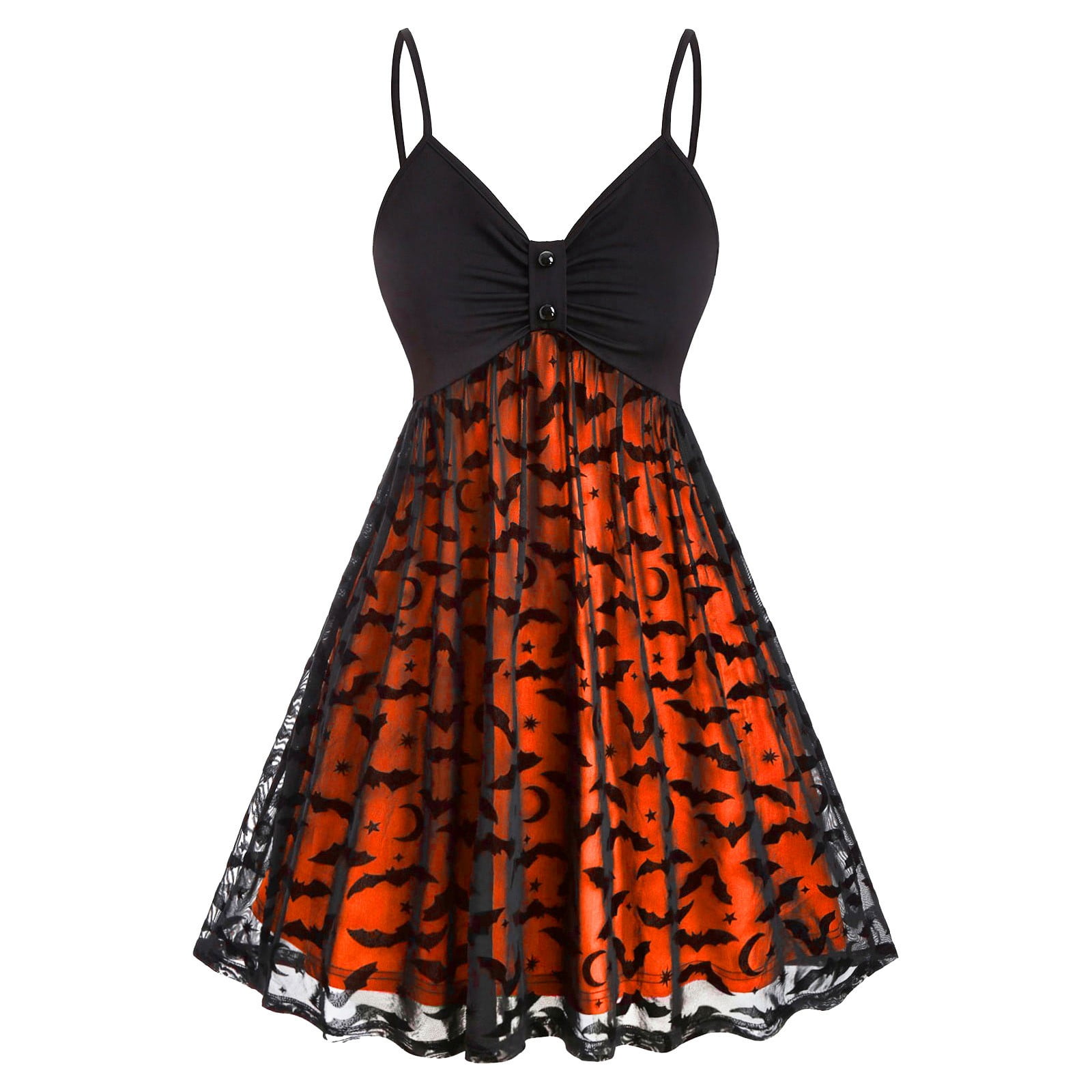 Gothic Sling Dress for Women Halloween Vintage Rockabilly Bat