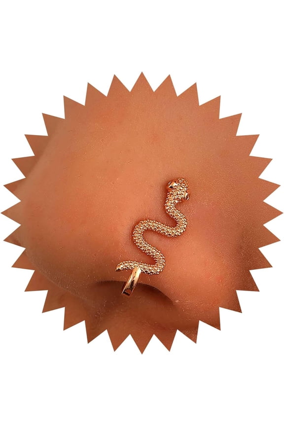 Gothic Snake Nose Rings Gold Serpent Cuff Nose Ring Snake Clip On Nose Ring Serpent Nose Ring Hoop Viper Snake Bendable Nose Ring U Shape Nose Rings Jewelry for Women