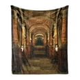 thumbnail image 1 of Gothic Soft Flannel Fleece Throw Blanket, Passage Stairways Secret Gateway Pillars Medieval Building Theme, Cozy Plush for Indoor and Outdoor Use, 50" x 60", Brown and Red, by Ambesonne, 1 of 6