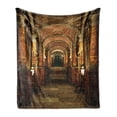 thumbnail image 1 of Gothic Soft Flannel Fleece Throw Blanket, Passage Stairways Secret Gateway Pillars Medieval Building Theme, Cozy Plush for Indoor and Outdoor Use, 70" x 90", Brown and Red, by Ambesonne, 1 of 6