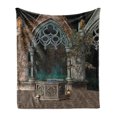 thumbnail image 1 of Gothic Soft Flannel Fleece Throw Blanket, Patio with Enchanted Wishing Well Ivy on Antique Gateway to Forest, Cozy Plush for Indoor and Outdoor Use, 50" x 70", Grey Teal, by Ambesonne, 1 of 6