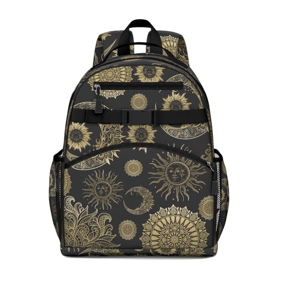 Gothic Solar Eclipse Backpack - Waterproof & Breathable Book Bag with Chest Strap, Dark Aesthetic