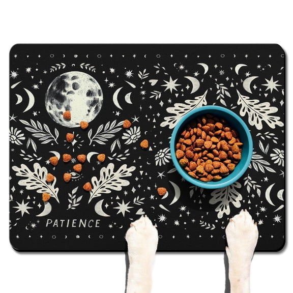 Gothic Solar Eclipse Pet Placemat - Absorbent Dog Bowl Mat, Easy to Clean, 18x12 Inches