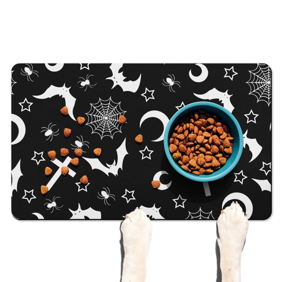 Gothic Solar Eclipse Pet Placemat - Absorbent Dog Bowl Mat, Easy to Clean, 18x12 Inches