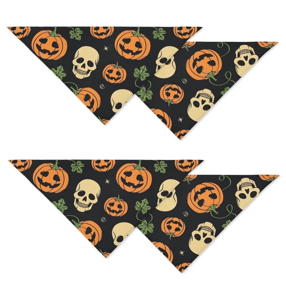 Gothic Spider Cobweb Halloween Dog Bandanas 2 Pack, Horror Themed Adjustable Double Sided Pet Scarf for Dogs