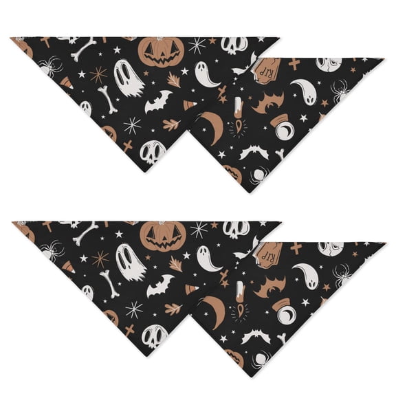 Gothic Spider Cobweb Horror Dog Bandana Set of 2, Halloween Themed Adjustable Pet Scarf for Small Medium Dogs