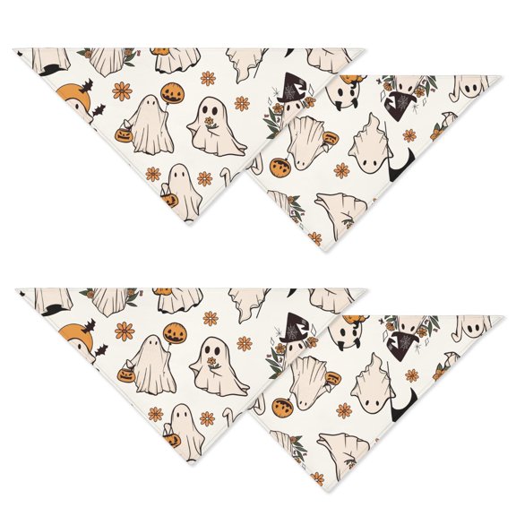 Gothic Spider Cobweb Horror Dog Bandana Set of 2, Halloween Themed Adjustable Pet Scarf for Small Medium Dogs