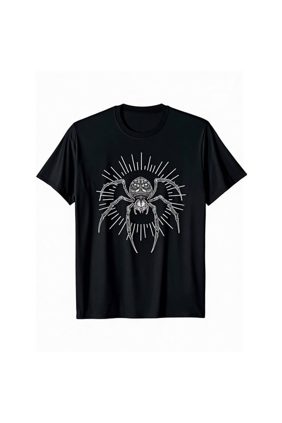 Gothic Spider Graphic Tee T Shirt Top Web Bat Design Geometric Pattern Short Sleeve Crew Neck Black S-5XL