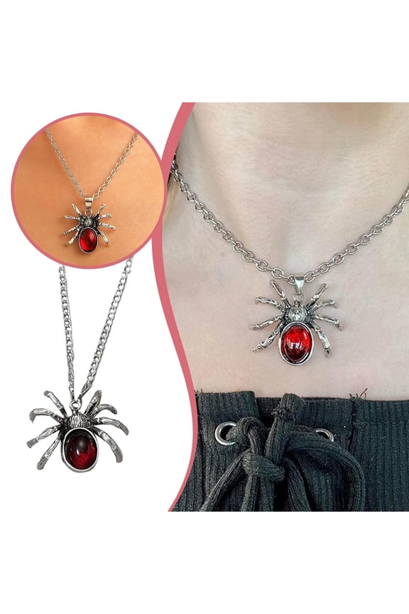 Gothic Spider Necklace for Women & Men Vintage Silver Eye Pendant, Punk Halloween Jewelry, Witch Vampire Choker Chain Gift