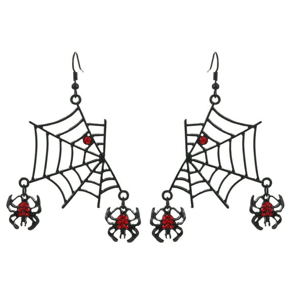 Gothic Spider Web Necklace for Women - Black Widow Statement Choker with Red Rhinestones, Halloween Party Jewelry, Punk Tarantula Pendant for & Accessories
