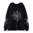 thumbnail image 1 of Gothic Spiderweb Graphic Hoodie Y2K Harajuku Zip-Up Sweatshirt Unisex Oversized Casual Pullover, 1 of 3