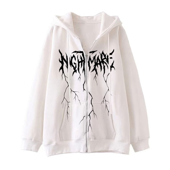 Gothic Spiderweb Graphic Hoodie Y2K Harajuku Zip-Up Sweatshirt Unisex Oversized Casual Pullover