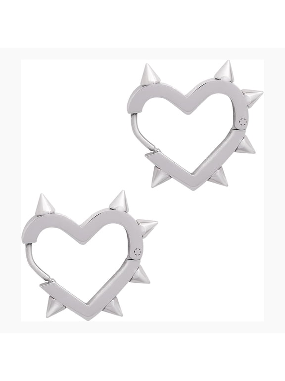 Gothic Spike Heart Huggie Hoop Earrings, Y2K Punk Grunge Goth Jewelry, Christmas Gift for Women