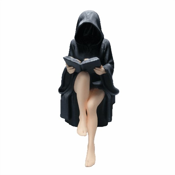 Gothic Spooky Sculpture Tabletop Figurine - Handmade Mysterious Robe Statue for Home and Garden Decor, Perfect for Shelves, Office & Gift for Actor Lovers, Durable Plastic Design,Black