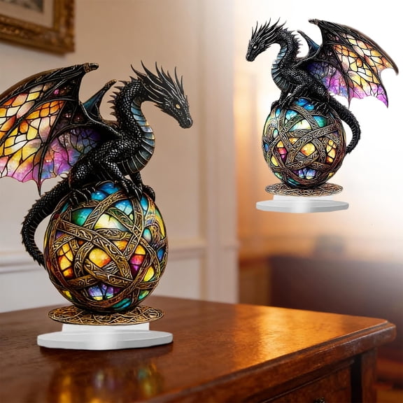 Gothic Stained Glass Style Acrylic Statue Stand Colorful Gradient Visual Effect Fade Scratch Resistant Acrylic Stable Wobble Free for Living Room Bedroom Office Bookshelf Gothic Themed Room Decor