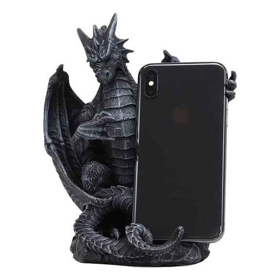 Gothic Standing Guardian Dragon With Outstretched Arm Cell Phone Holder Figurine