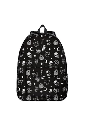 Gothic Starry Night Backpack, Lightweight School Bag Featuring Ethereal Moon and Astral Map Pattern