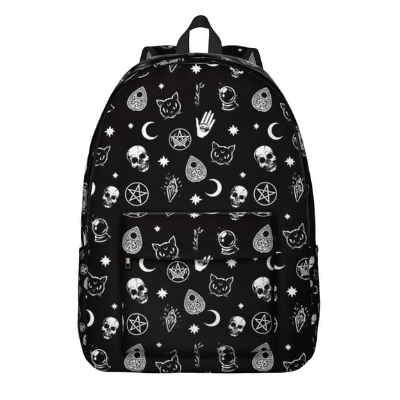 Gothic Starry Night Backpack, Lightweight School Bag Featuring Ethereal Moon and Astral Map Pattern